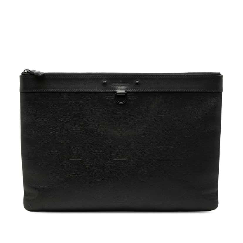 Louis Vuitton Monogram Shadow Discovery Pochette Black Leather Very good condition - Front View