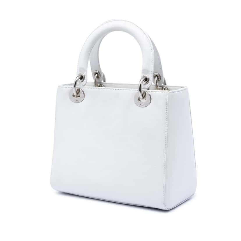 Dior Medium Calfskin Lady Dior White Leather Very good condition - Back View