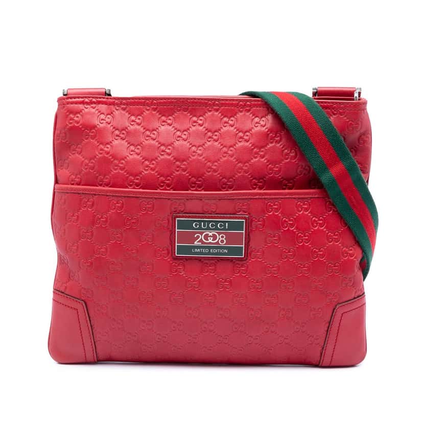 Gucci Beijing Olympics Edition Guccissima Web Crossbody Red Leather Very good condition - Front View