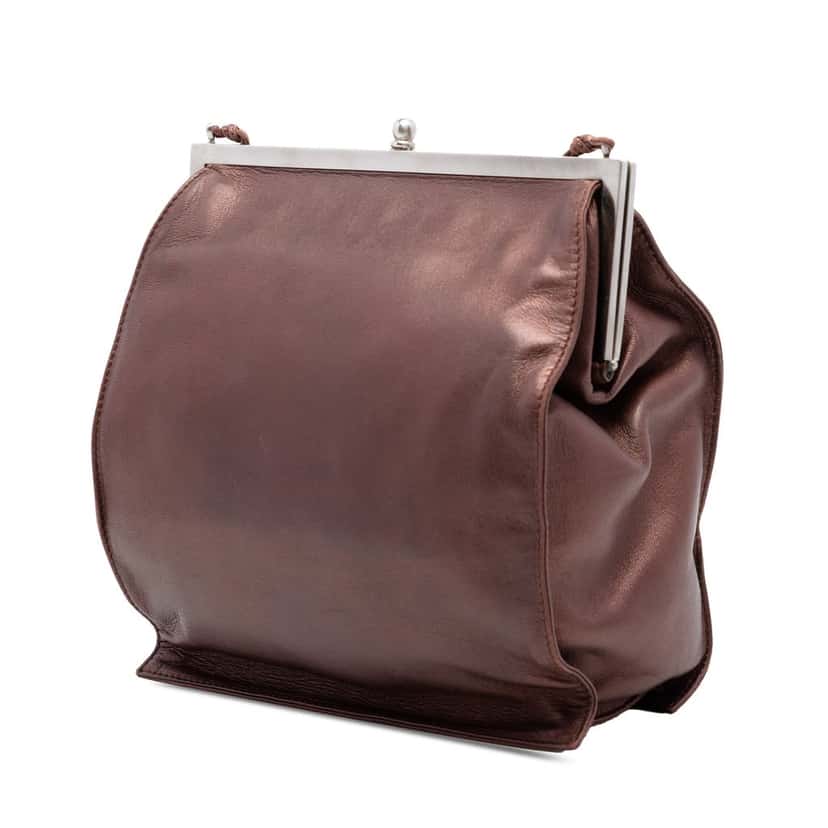 Prada Metallic Nappa Frame Crossbody Brown Leather Very good condition - Back View