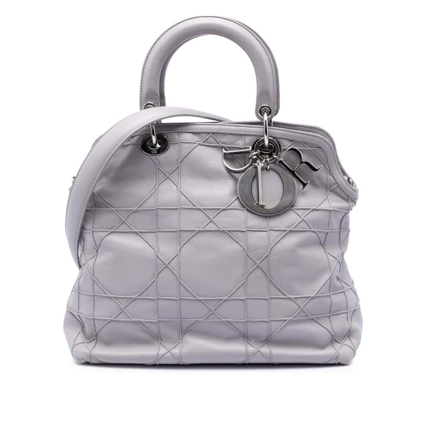 Dior Medium Lambskin Cannage Polochon Granville Satchel Other Leather Never worn, with tag - Front View