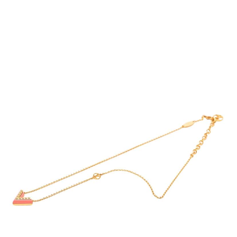 Louis Vuitton Gold Plated Resin Essential V Necklace Gold Metal Very good condition - Front View