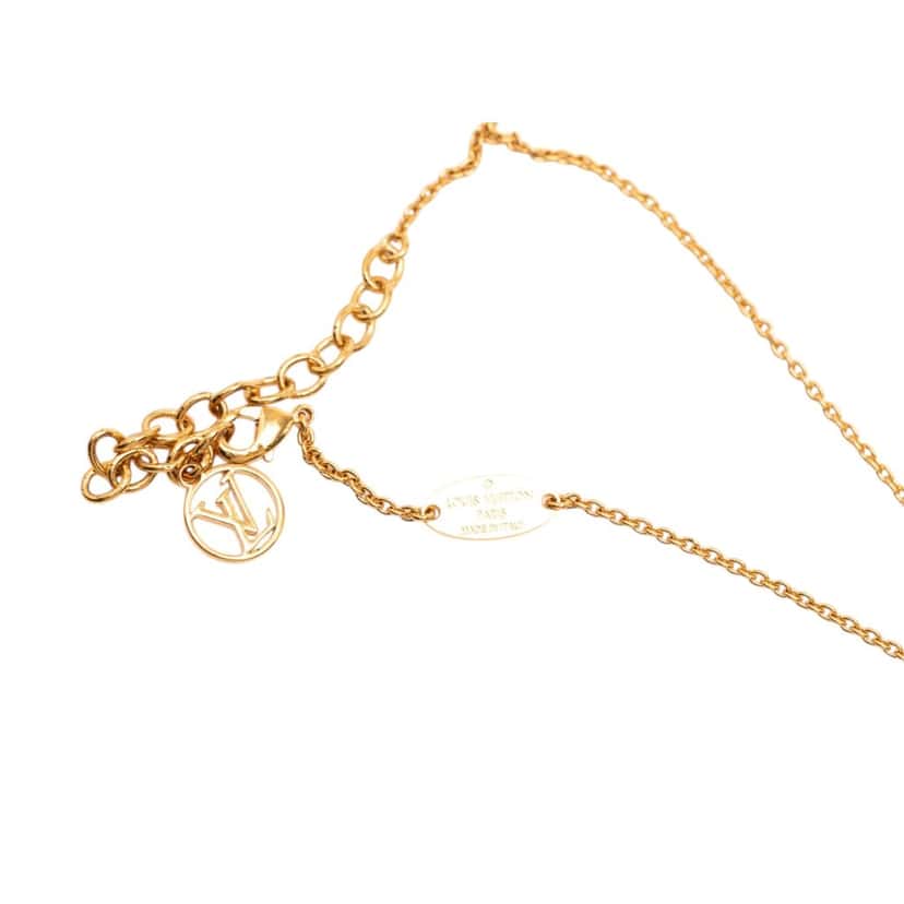 Louis Vuitton Gold Plated Resin Essential V Necklace Gold Metal Very good condition - Box View