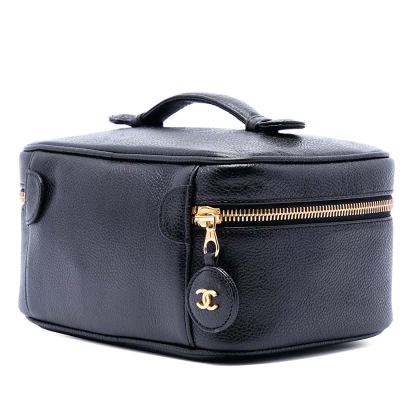 Chanel CC Caviar Vanity Bag Black Leather Very good condition - Back View