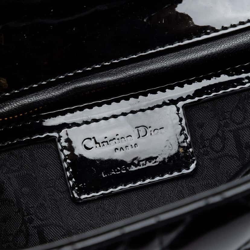 Dior Large Patent Cannage Lady Dior Black Leather Very good condition - Box View