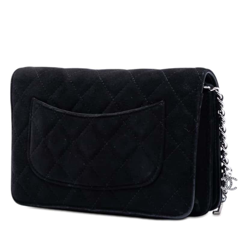 Chanel Quilted Suede Cocostellar Wallet on Chain Black Leather Very good condition - Back View