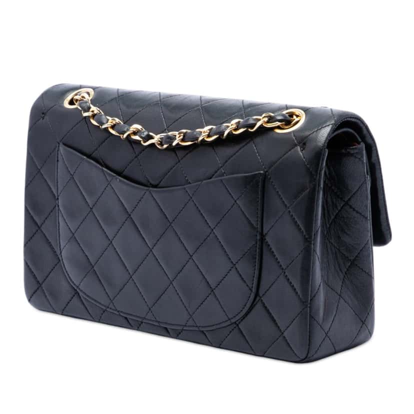 Chanel Small Classic Lambskin Double Flap Black Leather Very good condition - Back View
