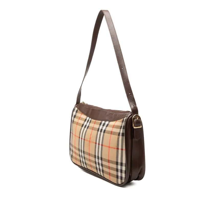 Burberry Haymarket Check Canvas Shoulder Bag Beige Very good condition - Back View