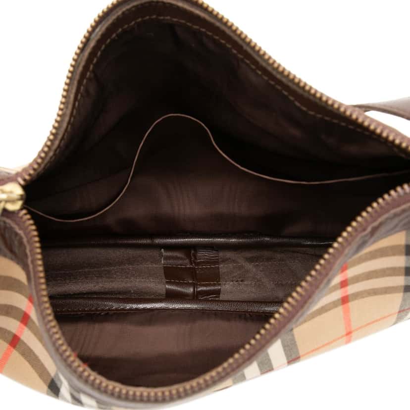 Burberry Haymarket Check Canvas Shoulder Bag Beige Very good condition - Model View