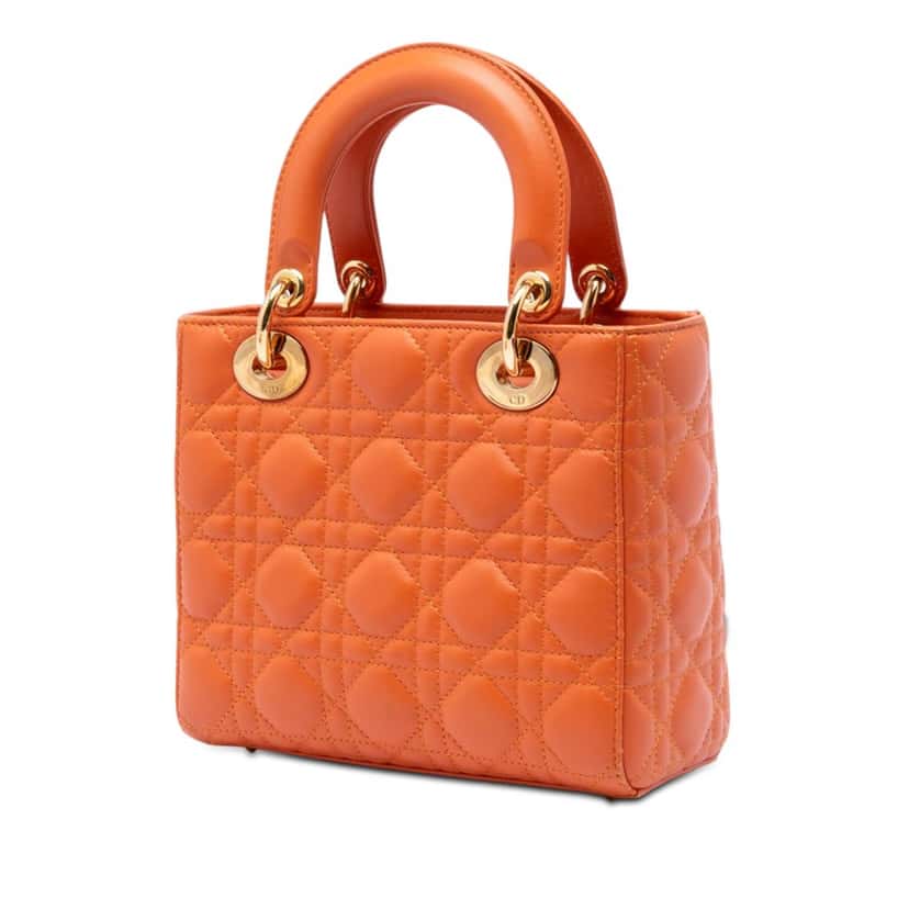 Dior Small Lambskin Cannage MyABCDior Lady Dior Orange Leather Very good condition - Back View