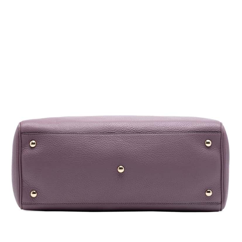 Gucci Medium Calfskin Bamboo Shopper Satchel Purple Leather Very good condition - Inside View