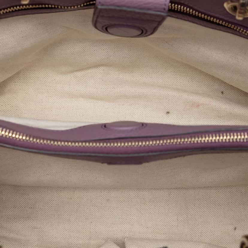 Gucci Medium Calfskin Bamboo Shopper Satchel Purple Leather Very good condition - Model View