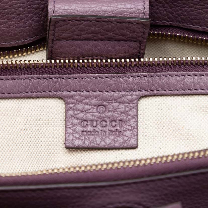 Gucci Medium Calfskin Bamboo Shopper Satchel Purple Leather Very good condition - Box View
