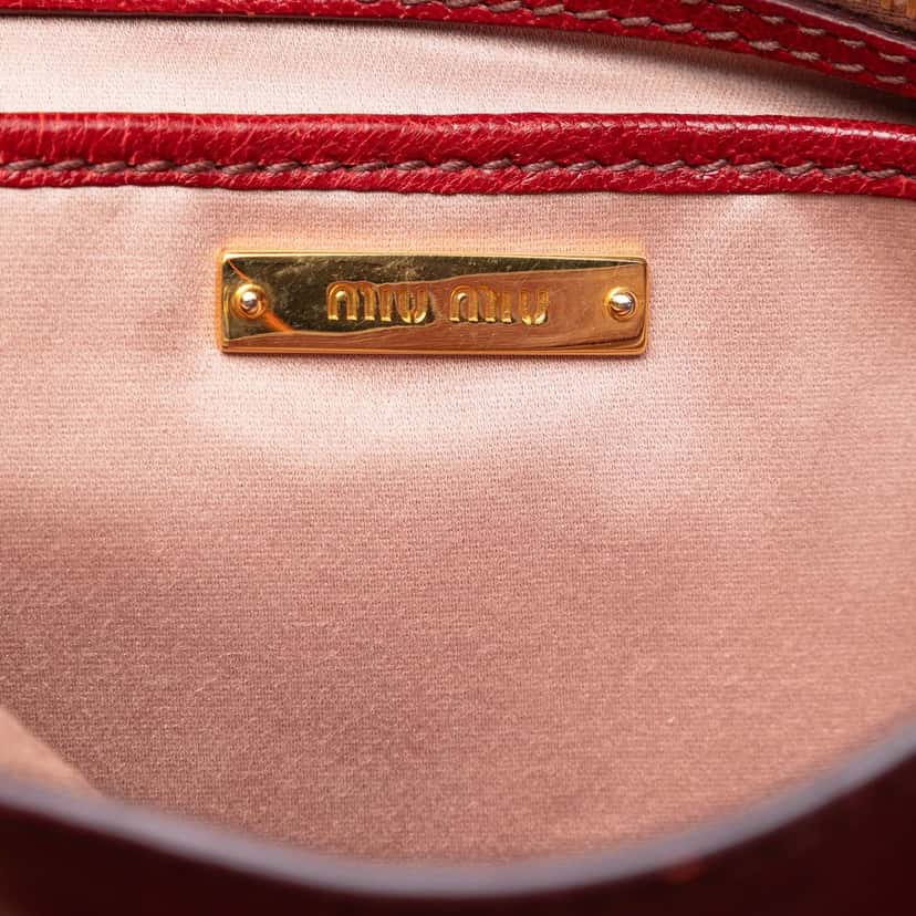 Miu Miu Bicolor Goatskin Madras Satchel Orange Leather Very good condition - Box View