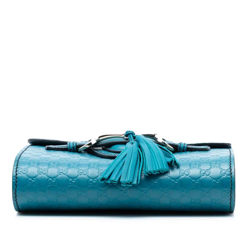 Gucci Mini Microguccissima Emily Crossbody Blue Leather Very good condition - Inside View