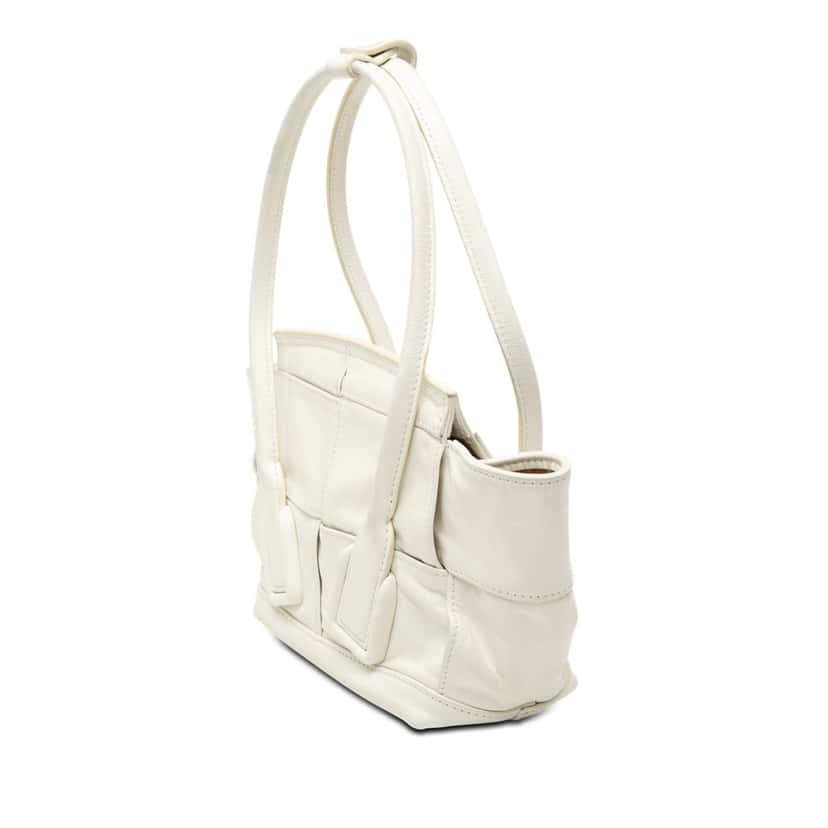 Bottega Veneta Mini Calfskin Maxi Intrecciato Arco Slouch Satchel White Leather Very good condition - Back View