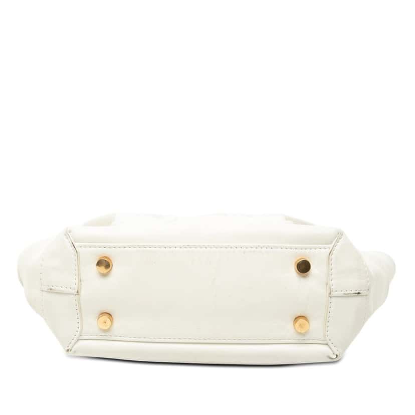 Bottega Veneta Mini Calfskin Maxi Intrecciato Arco Slouch Satchel White Leather Very good condition - Inside View