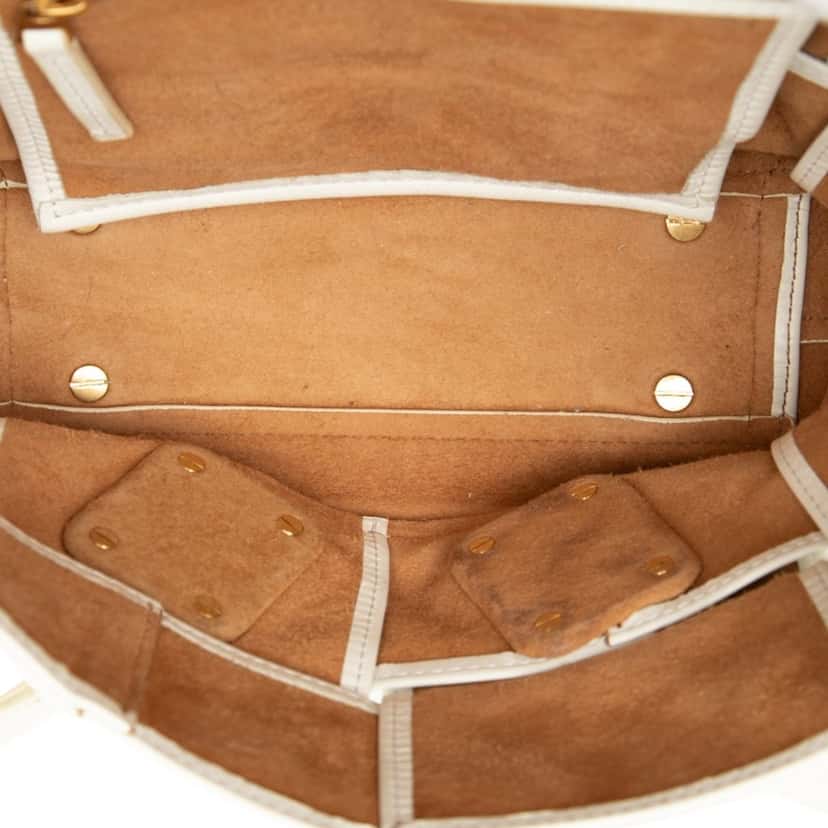 Bottega Veneta Mini Calfskin Maxi Intrecciato Arco Slouch Satchel White Leather Very good condition - Model View