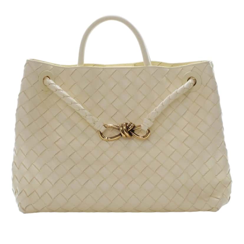 Bottega Veneta Medium Lambskin Intrecciato Andiamo Bag Yellow Leather Very good condition - Front View