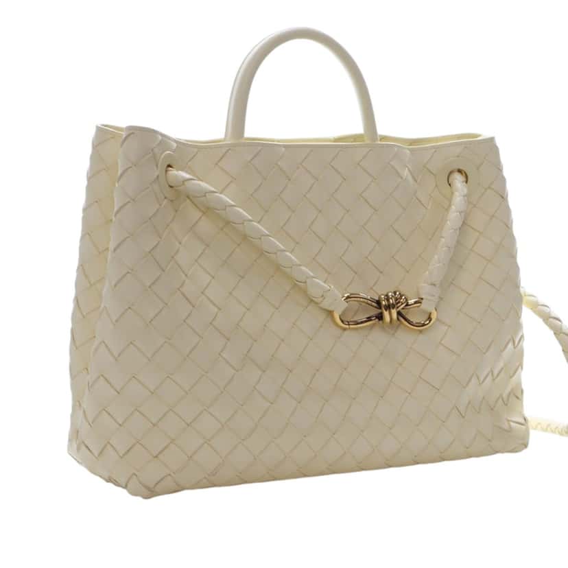 Bottega Veneta Medium Lambskin Intrecciato Andiamo Bag Yellow Leather Very good condition - Back View
