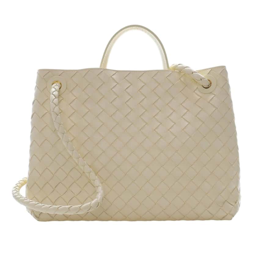 Bottega Veneta Medium Lambskin Intrecciato Andiamo Bag Yellow Leather Very good condition - Model View