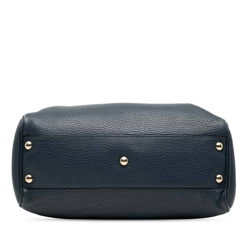 Gucci Small Calfskin Bamboo Shopper Satchel Blue Leather Very good condition - Inside View