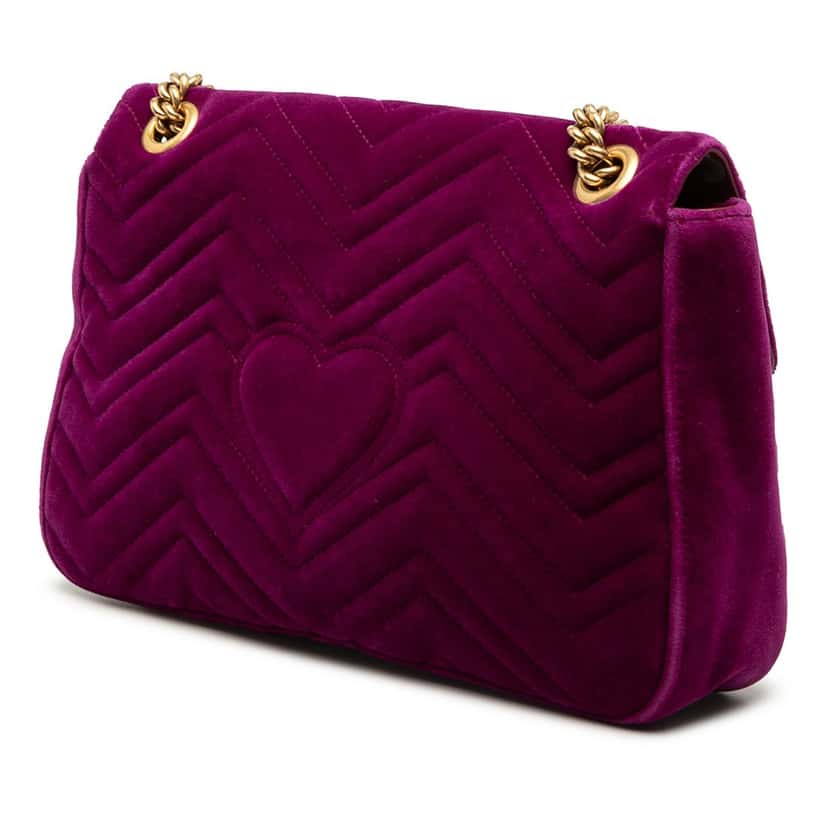 Gucci Large GG Marmont Embroidered Matelasse Velvet Loved Flap Crossbody Purple Very good condition - Back View