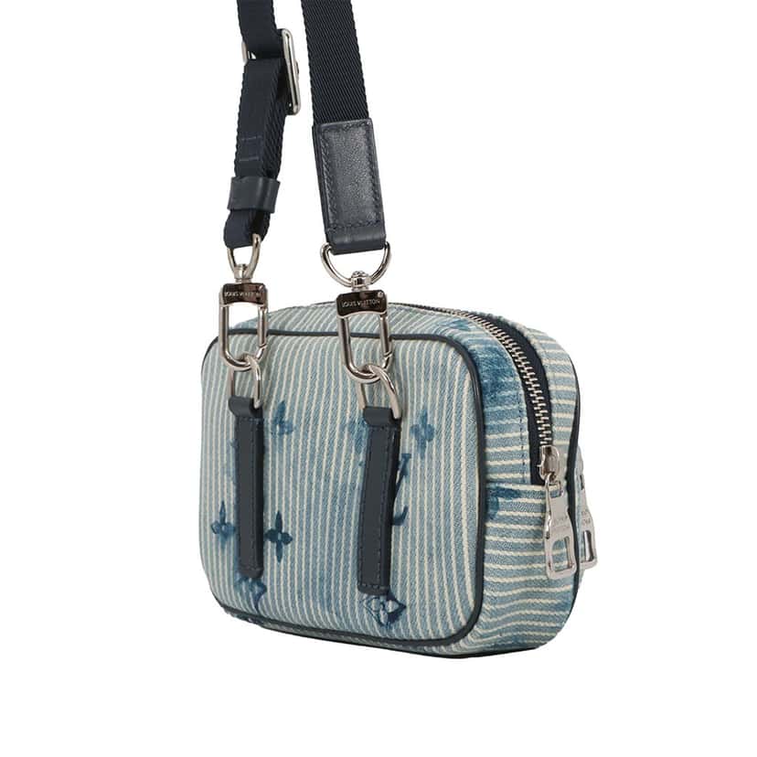 Louis Vuitton Monogram Denim Watercolor Hickory Stripes Outdoor Pouch Blue Very good condition - Back View