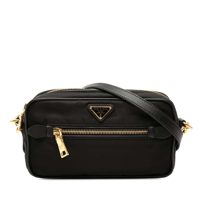 Prada Small Tessuto Front Pocket Camera Bag Black Very good condition - Front View