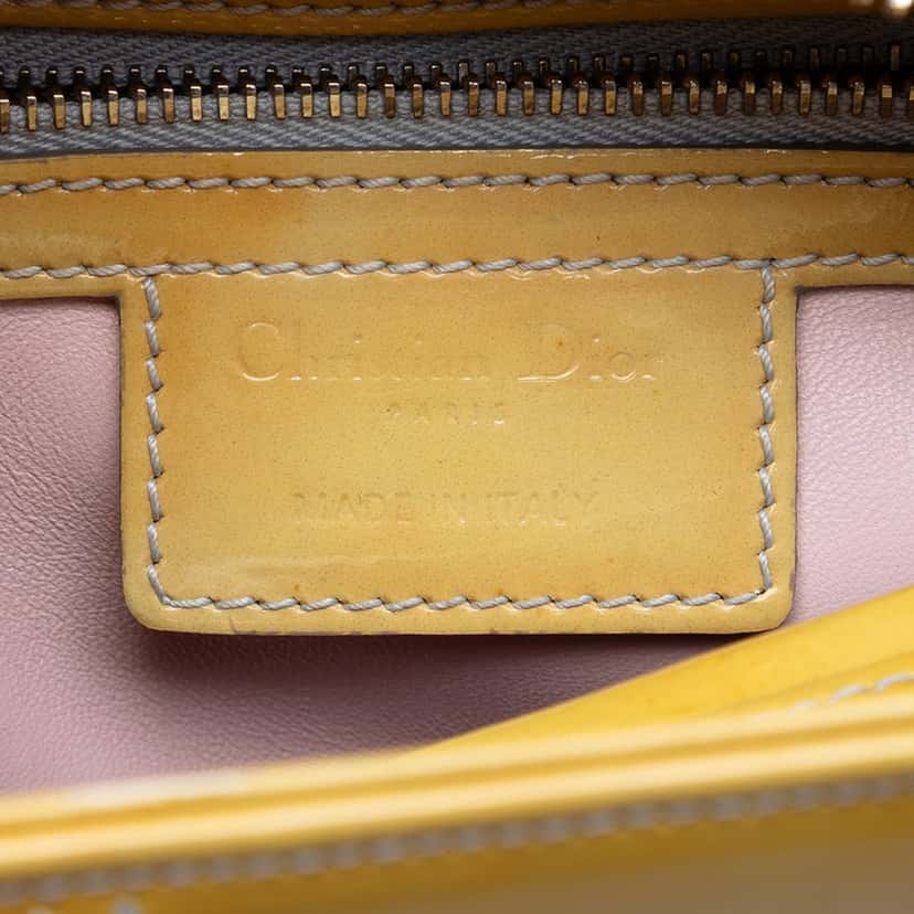 Dior Medium Ombre Patent Cannage Lady Dior Yellow Leather Very good condition - Box View