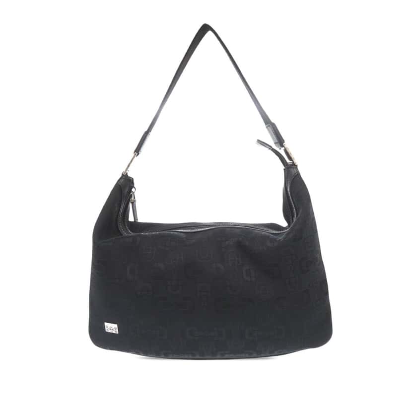 Gucci Horsebit Canvas Shoulder Bag Black Very good condition - Front View