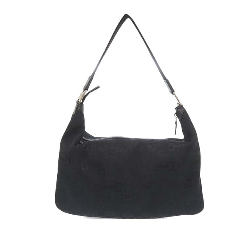 Gucci Horsebit Canvas Shoulder Bag Black Very good condition - Back View