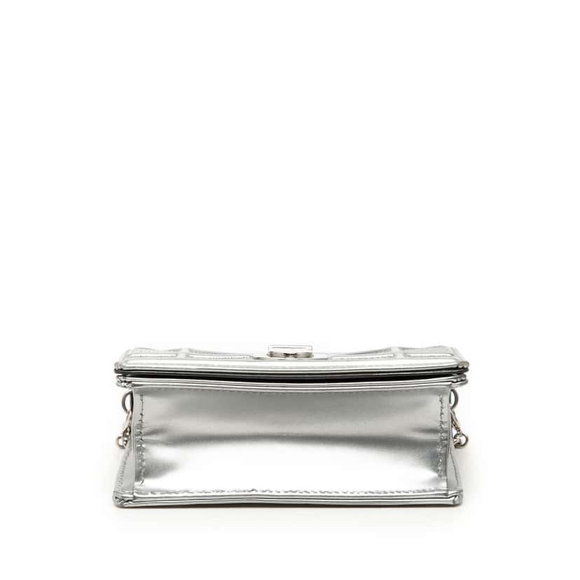 Dior Baby Metallic Patent Microcannage Diorama Flap Silver Leather Good condition - Inside View