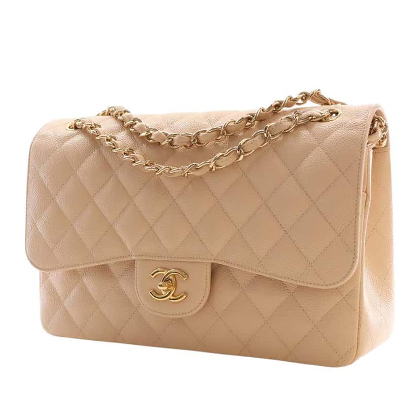 Chanel Jumbo Classic Caviar Double Flap Beige Leather Very good condition - Inside View