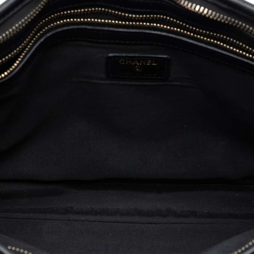 Chanel Large Tweed PVC Logo Wristlet Pouch Black Very good condition - Model View