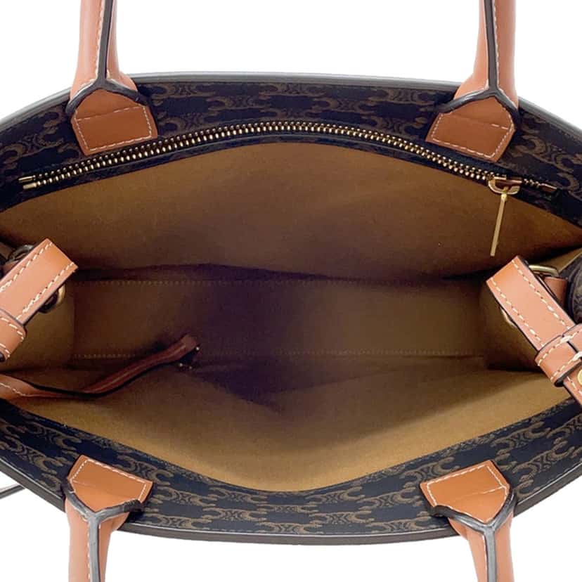 Celine Small Triomphe Coated Canvas Vertical Cabas Tote Brown Very good condition - Model View