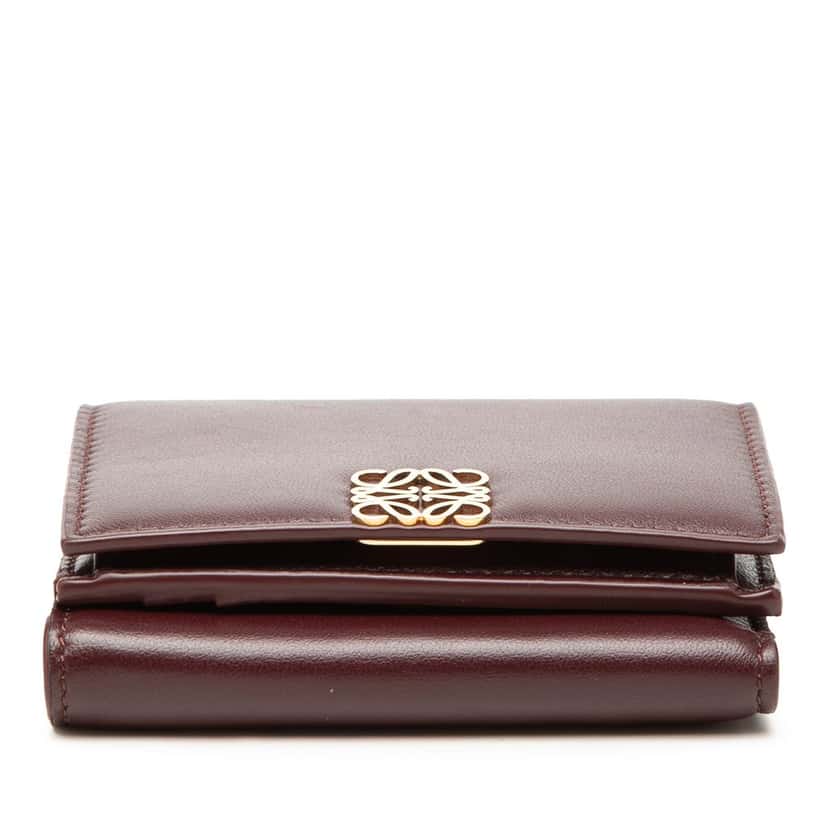 LOEWE Leather Anagram Trifold Wallet Red Leather Very good condition - Inside View