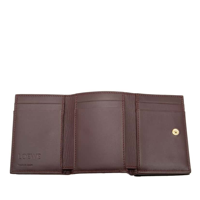 LOEWE Leather Anagram Trifold Wallet Red Leather Very good condition - Model View