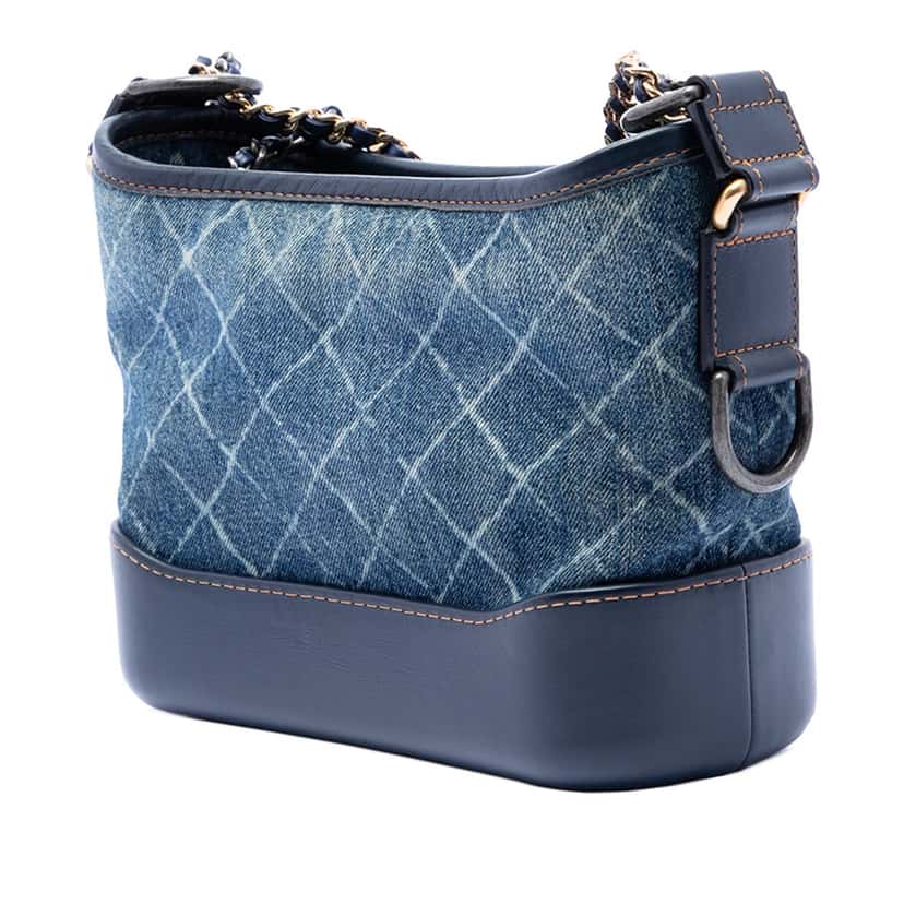 Chanel Small Printed Denim and Calfskin Gabrielle Hobo Blue Very good condition - Back View