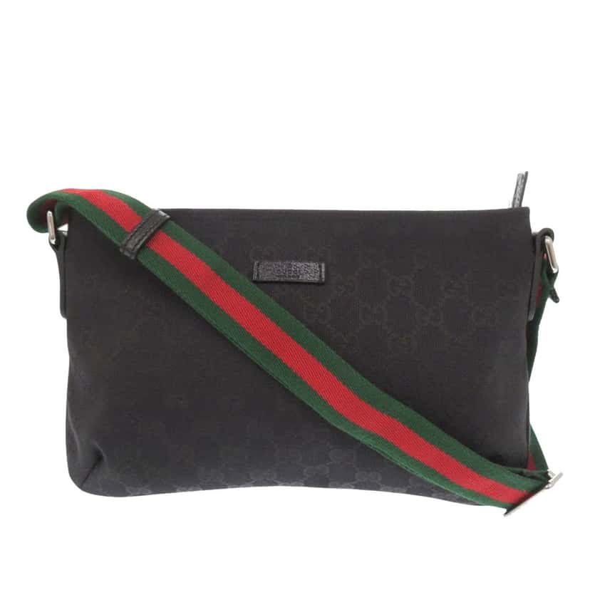 Gucci GG Canvas Web Crossbody Black Very good condition - Front View