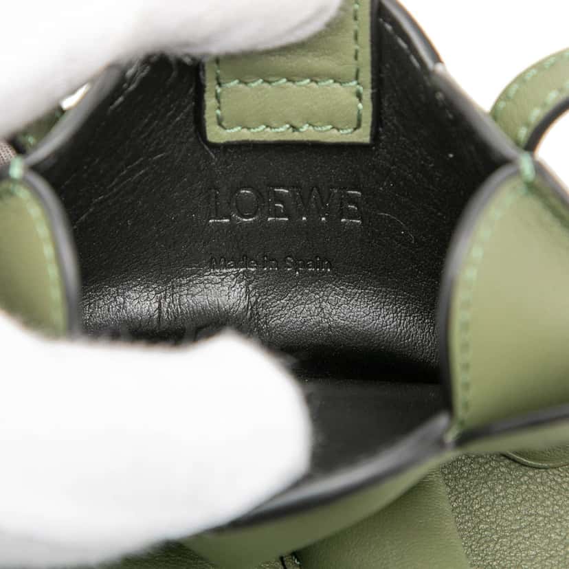 LOEWE Leather Elephant Pocket Crossbody Green Leather Very good condition - Box View
