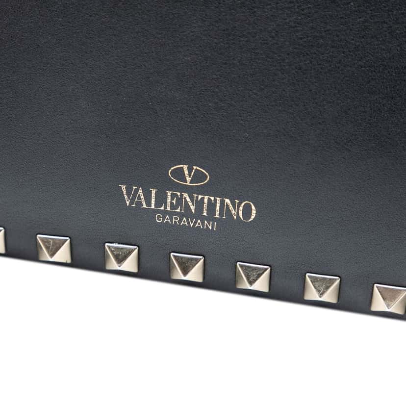 Valentino Small Leather Rockstud Flap Crossbody Black Leather Very good condition - Box View