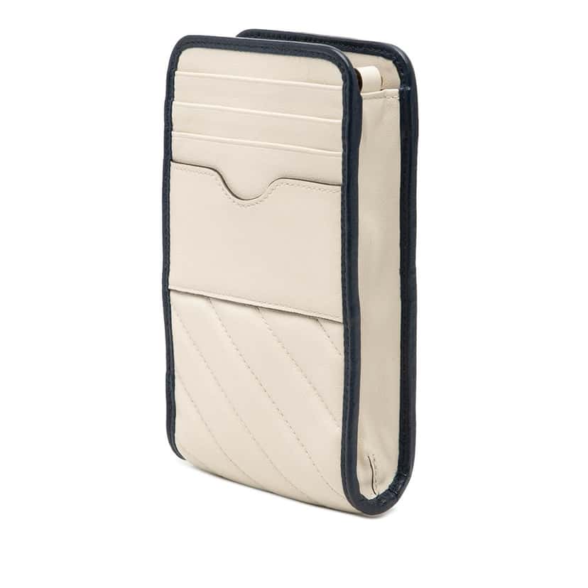 Gucci GG Marmont Matelasse Diagonal Calfskin Torchon Phone Holder Crossbody White Leather Very good condition - Back View