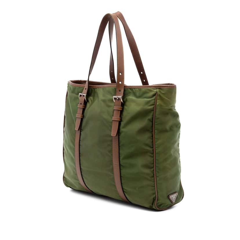 Prada Leather Trimmed Tessuto Tote Green Very good condition - Back View