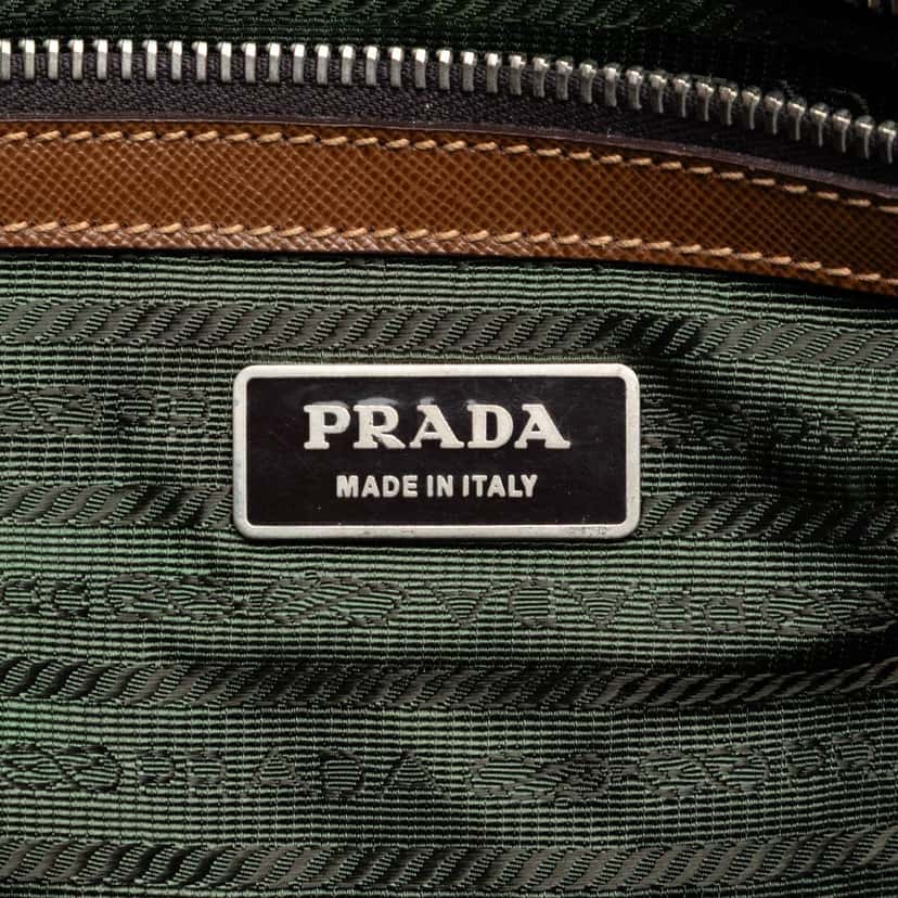 Prada Leather Trimmed Tessuto Tote Green Very good condition - Box View