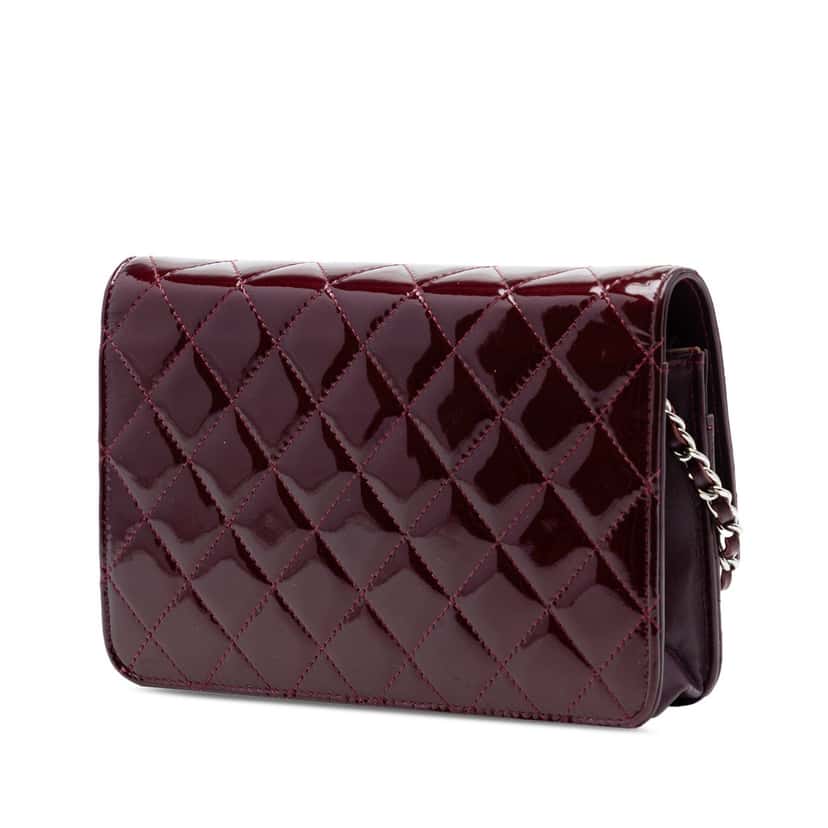 Chanel CC Quilted Patent Brilliant Wallet On Chain Red Leather Very good condition - Back View