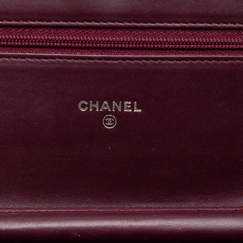 Chanel CC Quilted Patent Brilliant Wallet On Chain Red Leather Very good condition - Box View