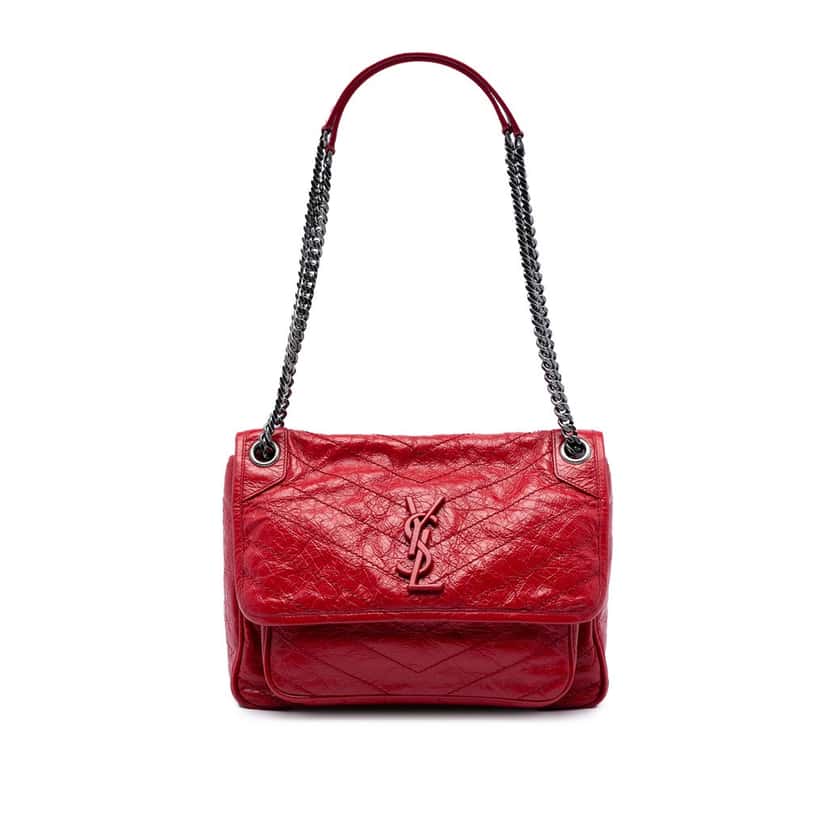 Saint Laurent Medium Crinkled Calfskin Niki Red Leather Very good condition - Front View