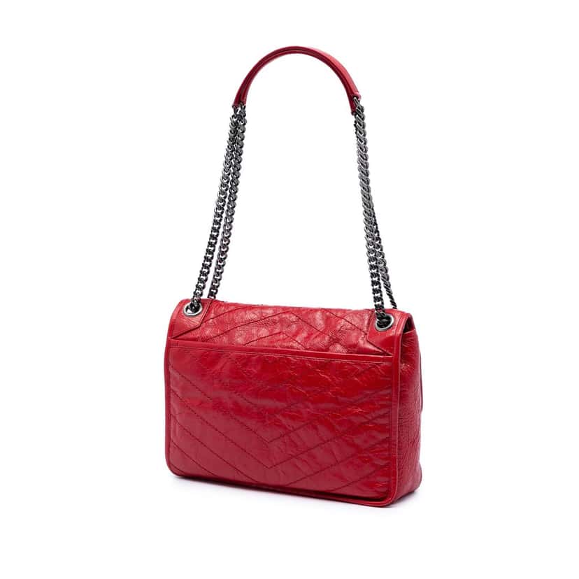 Saint Laurent Medium Crinkled Calfskin Niki Red Leather Very good condition - Back View