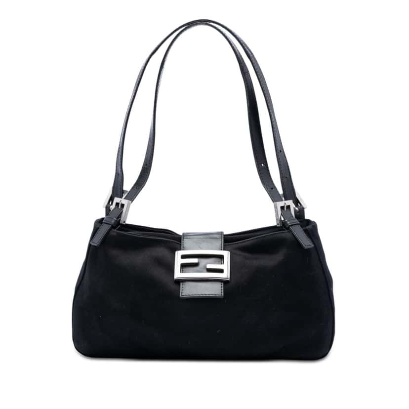Fendi Cotton FF Shoulder Bag Black Very good condition - Front View
